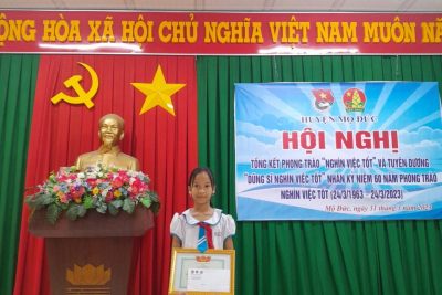 Chúc mừng em Phạm Thị Ái Quỳnh, học sinh lớp 5B, đã đạt “Dũng sĩ nghìn việc tốt cấp Huyện” năm học 2022-2023